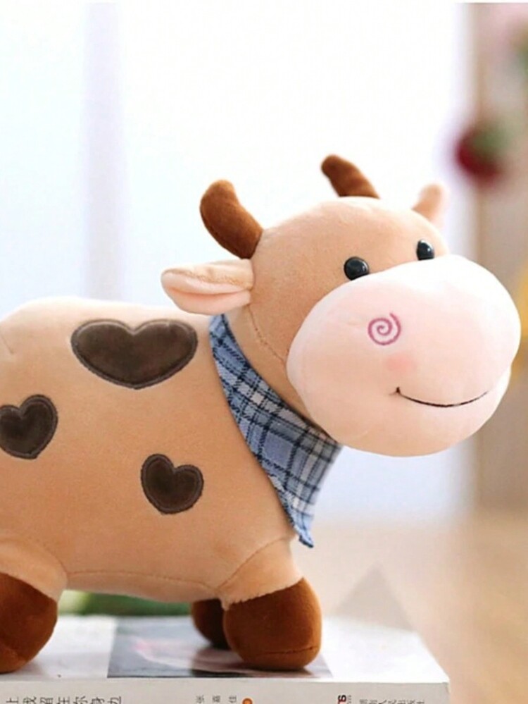 Peluche de Felpa de Vaca, Regalo Adorable, Juguete De Peluche De Vaca Rosa, Crema, Café, Decoración De Habitación - Café - Añade 1