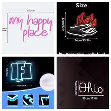 「我的快樂地方」霓虹燈牆裝飾 LED 發光我的快樂地方標誌，粉紅色霓虹燈字母房間美學配件 - 多色 - 查看 5