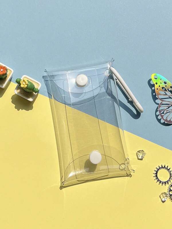 1 Peça Bolsa de Armazenamento Mínima e Casual à Prova d'Água, Cor Sólida, Mini Bolsa Feminina Pequena de PVC Transparente para Mulheres, Crianças e Meninas, Bolsa para Armazenamento de Chaves, Fones de Ouvido, Moedas, Carteira Transparente com Alça, Bolsa Leve e Portátil para Viagem e Escola, Acessórios de Viagem para Homens e Mulheres