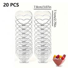 10/20个迷你心形慕斯杯心形布丁杯果冻杯提拉米苏杯甜品杯蛋糕杯塑料透明果冻开胃杯心形小碗适用于蛋糕冰淇淋品尝派对自助餐婚礼活动派对促销 - 透明 - 查看 3