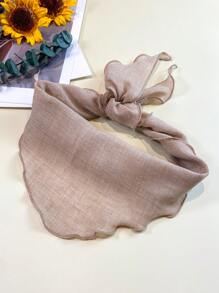 1 peça de lenço fofo e estiloso com cor sólida minimalista e borda ondulada, lenço triangular multifuncional para uso casual, férias e moda versátil