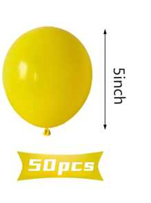 30pcs/50pcs/100pcs 5-Inch Multi-Color Latex Round Helium Balloons, Suitable For Wedding, Birthday, Graduation, Bridal Shower Decorations, Colors Include Green, Red, White, Black, Yellow, Rose Red, Purple, Blue, Pink, Watermelon Red, Light Blue, Navy Blue, And Dark Green. - Yellow - View 3