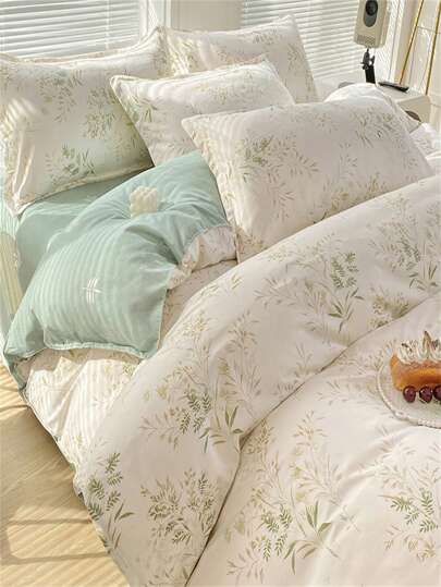 1 pieza Cubierta de edredón de poliéster con patrón de corazón multicolor, estilo lindo, adecuado para el dormitorio universitario