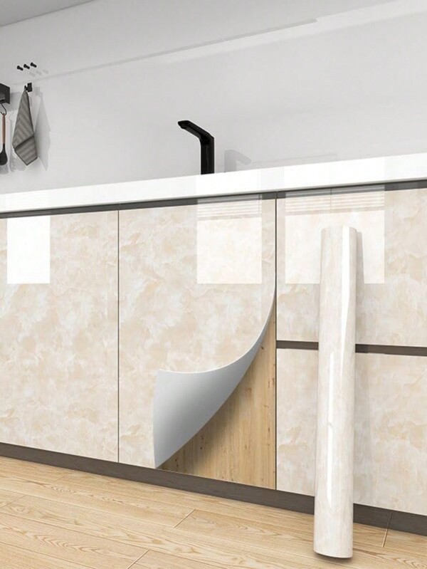1 Roll Kitchen Vinyl Marble Self Adhesive Wallpaper DIY Heatproof Waterproof Contact Continuous Wall Covering Wall Stickers Wall Decor