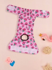 1pc Cute Strawberry Print Pet Female Dog Physiological Pants Leak-Proof Safety Pants Dog Menstrual Pants Cute Menstrual Diapers Pet Sanitary Pants