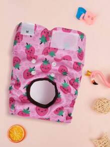 1pc Cute Strawberry Print Pet Female Dog Physiological Pants Leak-Proof Safety Pants Dog Menstrual Pants Cute Menstrual Diapers Pet Sanitary Pants