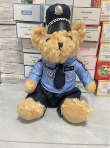 Oso de peluche de bombero con ropa azul policía aleatoria, muñeco de policía con ropa de motociclista de hierro de la policía tráfico osito de peluche con uniforme de policía - Multicolor - Ver 7