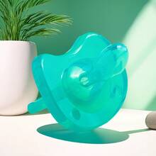 rooya baby 2pcs Clear Silicone Pacifier For Newborn Baby, Super Soft Anti-Colic Pacifier For Infant 0-3-6 Months, Sleep Aid - Blue and White - View 5