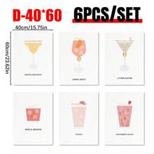 6入組經典酒車裝飾,包含描述酒精成分的海報、時尚的雞尾酒海報、丹麥粉彩色酒精飲料畫布壁畫、色彩繽紛的時髦牆壁裝飾畫,適用於酒吧派對、大學宿舍公寓,不含相框 - 彩色 - 查看 16