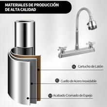 2 Asas Regalos para Navidad  Mezcladora Para Fregadero De Agua Llave De Agua Para Fregadero De Cocina Grifo De Cocina Flexible Con Dos Asas Y Pulverizador Grifos De Fregadero Giratorio De Cocina Acero Inoxidable  Llave para Fregadero de Cocina de Cuello Flexible, Grifos para Cocina con 2 Asas para RV  Grifo de Cocina Moderno de Acero Inoxidable  Regalos de Navidad para la Cocina,Navidad, Año Nuevo, Regalos de Navidad para Hombre Mujer (2 Asas) - Plateado - Ver 4