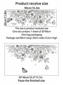 1 件花卉和蝴蝶图案墙贴，现代线条花卉图案 PVC 墙贴，用于家居装饰，贴纸，墙贴，乙烯基贴花，用于家居装饰，春季装饰品让您的家焕然一新，拉玛装饰贴纸礼物生日毕业