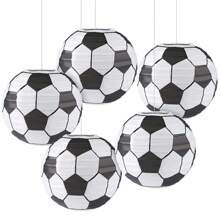 5pcs Soccer Paper Lanterns Sports Soccer , 2024Decorations,Themed Birthday Party Decorations Supplies Party Favors,Christmas