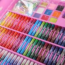 Juego de dibujo de 208 piezas, incluye crayones, plumas de marcador de acuarela, lápices de colores, herramientas de pintura, útiles escolares, vuelta a clases