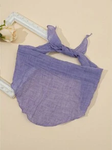 1 peça de lenço fofo e estiloso com cor sólida minimalista e borda ondulada, lenço triangular multifuncional para uso casual, férias e moda versátil