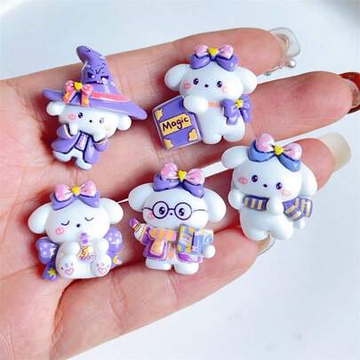10pcs Mixed-Shape DIY Animal Ear Accessories For Jewelry, Stationery, Phone Case, Keychain, Cup, Shoes, Fridge Stickers With Double-Sided Tape Gift