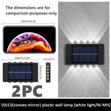 1 cái/2 cái Đèn tường trang trí ngoài trời chạy bằng năng lượng mặt trời để chiếu sáng sân vườn hộ gia đình, với hiệu ứng chiếu sáng lên và xuống - Màu vàng - Xem 20