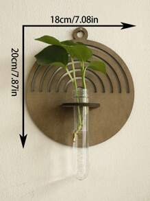 1入室內植物牆掛盆，木質牆面裝飾掛盆，波西米亞風格家居裝飾，掛牆花瓶適用於裝飾乾花和假綠植，農舍風格客廳、臥室壁飾 - 卡其色 - 查看 14