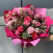 20 Stück/Packung Fuchsia + Pfirsich 58*58cm wasserfestes elegantes Blumengeschenkpapier, zweifarbiges Geschenkverpackungspapier