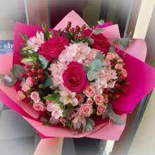 20 Stück/Packung Fuchsia + Pfirsich 58*58cm wasserfestes elegantes Blumengeschenkpapier, zweifarbiges Geschenkverpackungspapier