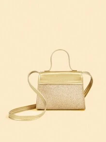 1 Stück süße und stilvolle Prinzessin Stil Glitzer Mini Tasche mit Schleife, kann in der Hand, Schulter oder Crossbody getragen werden, Geldbörse, Geburtstag oder Geschenk, passt zu Kleidung für Mädchen.