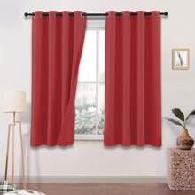Blackout Curtains Set 275cm Width X 160cm Height - In 2 Panels - Red - View 1
