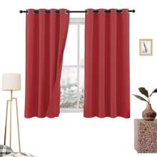 Blackout Curtains Set 275cm Width X 160cm Height - In 2 Panels - Red - View 2