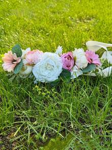 1 pieza Cinturón para mamá - Faja de maternidad hecha a mano con flor y diadema con rosa para novia, niña de las flores, accesorios para sesión de fotos de maternidad, cinturones con flores para mujeres en bodas, cinturón para baby shower, faja floral para sesión de fotos de maternidad, regalos para fiesta de bienvenida del bebé y descubrimiento del género - Multicolor - Ver 4