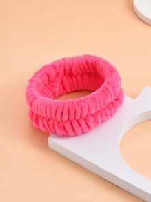 Simple Plush Wide Headband With Elastic Band, For Washing Face, Makeup, And Bathing Home Bathroom Decor Summer - White - View 20