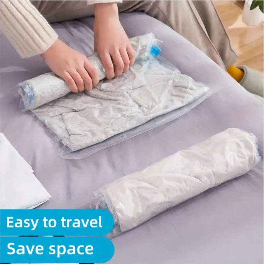 6pcs Transparent HandRolled Compression Bag For Clothes And Quilts