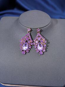 Bộ 4 chiếc vương miện nữ hoàng đính đá Rhinestone Vòng cổ Mũ đội đầu Lãng mạn Thanh lịch Phụ kiện mũ cô dâu cho sự kiện tiệc tùng - Màu tím - Xem 3