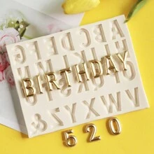 1包3D矽膠字母A-Z浮雕翻糖巧克力烘焙模具，矽膠翻糖模具，用於裝飾生日蛋糕糖果巧克力DIY手工藝品 - 彩色 - 查看 7