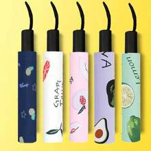 1入女用三折傘，可用於陽光和雨天，黑色乙烯基遮陽UV保護傘