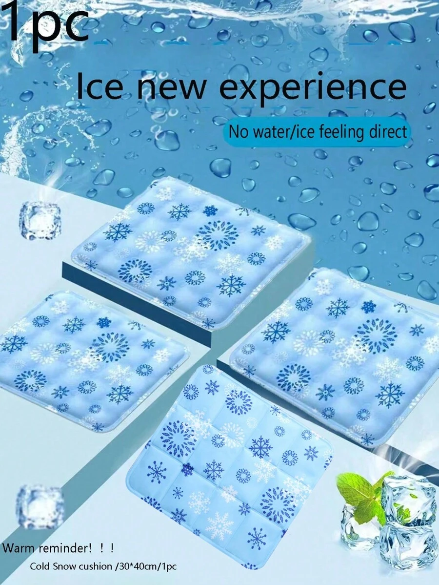 1pc Cooling Snowflake Design Buttock Cushion, Gel Cooling Pad For Summer Without Water Injection, Suitable For Car, Office, Pets Waterproof Bed Mat To Prevent Heat - Multicolor - View 1