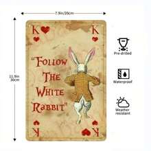 Dấu hiệu thiếc lấy cảm hứng từ Alice In Wonderland - Theo thiết kế thẻ bài Poker Thỏ Trắng - Nghệ thuật treo tường bằng kim loại cho quán bar, phòng khách, quán cà phê, nhà hàng, siêu thị, giặt ủi, nhà để xe, văn phòng, phòng ngủ, phòng tập thể dục, trang trí thư viện - 8x12 inch - Nhiều màu - Xem 4
