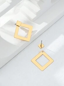 2pcs/1 Pair Minimalist Diamond Shaped Exaggerated Geometric Pattern Luxury Style Women Earrings