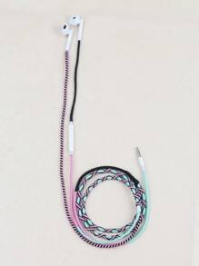 URIZONS 3.5mm Handmade Thread Wrapped Wired In Ear Headphones- Colorful Fabric Braided Earphones Cord Earbuds With Mic For Music And Gaming - 彩色 - 查看 2