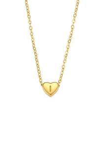 A Minimalist Necklace With A Small Heart-Shaped Letter Pendant, Made Of Stainless Steel And Plated With 18k Gold. Mini Necklace With Heart-Shaped Letter Pendant. - Letter Heart Necklace - View 13