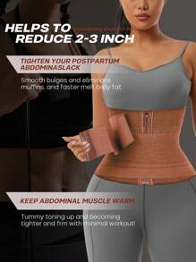 larrycard 1pc 2 In 1 Waist Trainer Belt Shapewear Corset Slimming Waist Flat Belly Faja With Zipper In Front, Sports