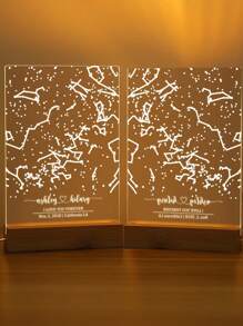 1个定制星空图案3D LED夜灯，亚克力材质，可定制文字，情侣相框，浪漫礼物，卧室灯，生日礼物，周年纪念礼物，独特结婚礼物，送给妻子/她/女朋友/朋友的礼物，送给他/男朋友/丈夫的礼物 - 黃色 - 查看 3