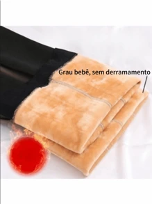 Meia-Calça Térmica Forrada Peluciada Translúcida de Lã Feminina Super Elástica Slim 220g