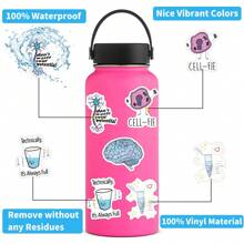 60 piezas Biología Pegatinas de vinilo decorativas para scrapbooking, diario, laptop, parachoques, patineta, botella de agua, computadora, teléfono, dibujos animados, casco de protección, pegatinas y calcomanías para carro