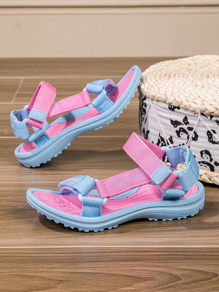 Nuevas sandalias de verano para niñas con cierre de gancho y bucle, sandalias deportivas ligeras y transpirables para jardín, sandalias de playa para niños - Rosa - Ver 1