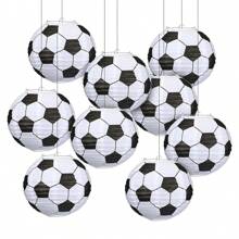 5pcs Soccer Paper Lanterns Sports Soccer , 2024Decorations,Themed Birthday Party Decorations Supplies Party Favors,Christmas