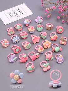 10/25/36/50/100pcs Kids Cartoon Rings, Matte Finish Rings, Assorted For Girls Pretend Play & Dress Up, Colorful Rings For Daughters & Granddaughters, Birthday/Party Favors, Children's Holidays Gifts