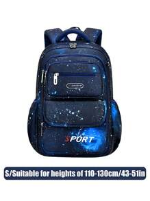 1pc School Backpack, Boys Backpack, Student Children Backpack, Outdoor Travel Bag, Starry Sky Print Backpack, Large Capacity Multi-Pocket Backpack, Laptop Backpack, Nylon Material, Suitable For Teenagers Boys, School And Travel (Random Starry Sky Print) - Royal Blue - View 13