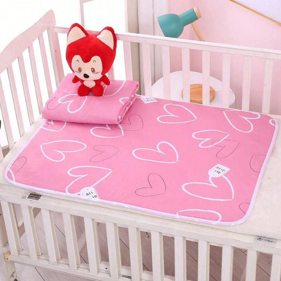 1 pièce Tapis à langer bébé imperméable et lavable, respirant et absorbant, 50*70cm, pour bébé et protection menstruelle, décoration de douche de bébé, cadeaux pour la famille - Rose bonbon - Voir 1