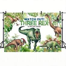 Mochila de cumpleaños de dinosaurio de la jungla, decoración de fiesta T-Rex, fondo de estudio fotográfico - Multicolor - Ver 3