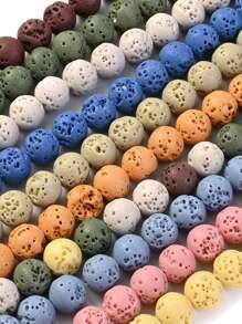 1股4/6/8/10/12mm天然火山岩圓形散珠，適用於DIY製作手工手鐲項鍊珠寶飾品