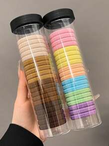 20-80pcs Women's Candy-Colored Hair Ties In Can, Including Black, White, Pink, Purple, Red & Yellow Solid Colors, Fashionable Minimalist Style Hair Accessories, Suitable For Daily Wear, Commute, Party, Face Washing, Bathing, Makeup, Clothing Matching And Styling.,School Ponytail Holders Hair Elastics Hair Rubber Bands Scrunchies Hair Rope Elastic Hair Tie Head Accessories Gym Sport Running Outfit - Multicolor - View 22
