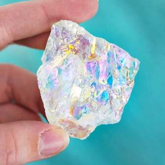 1pc Raw Rainbow Aura Clear Quartz Rough Angel Aura Quartz Healing Stone Reiki Healing And Home Decoration